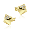 Tetrahedrom Shaped With CZ Stone Silver Ear Stud STS-5531